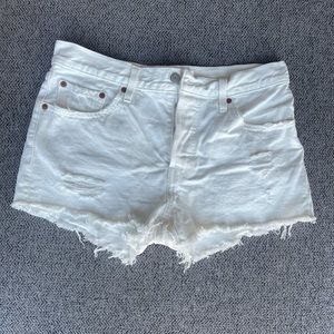 Levi’s 501 white denim shorts
